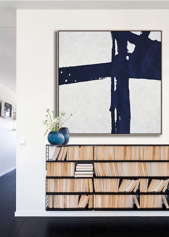 Navy Blue Minimalist Painting #NV188A - Click Image to Close